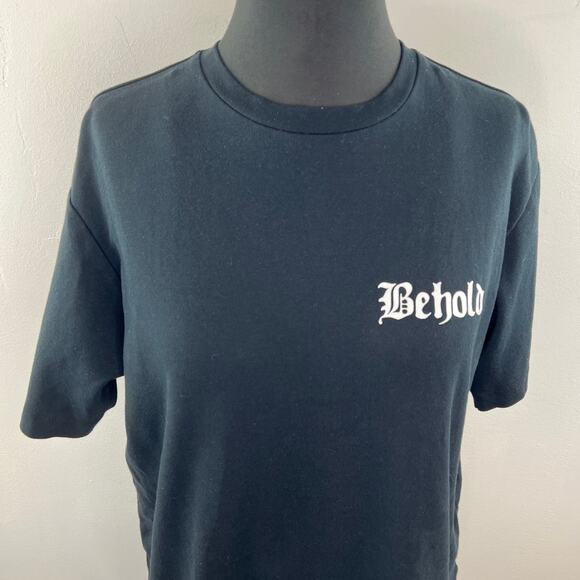 DCPL Behold T-Shirt Black Cotton Crewneck Short Sleeve Spiritual Print Size S - Picture 4 of 10